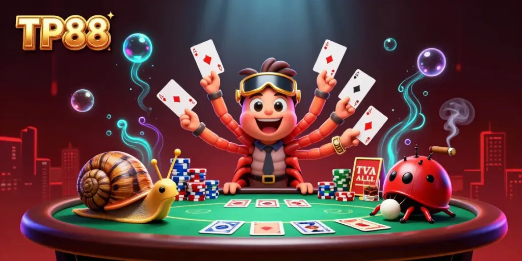 Experience the excitement at TP88 with a 3D dealer and high-roller amidst poker action.