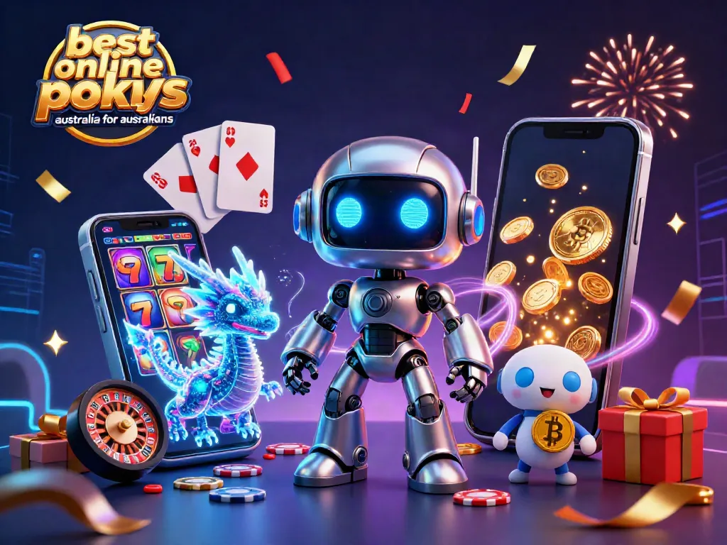 Spin to win with the best online pokies Australia for Australians, featuring vibrant 3D casino elements.