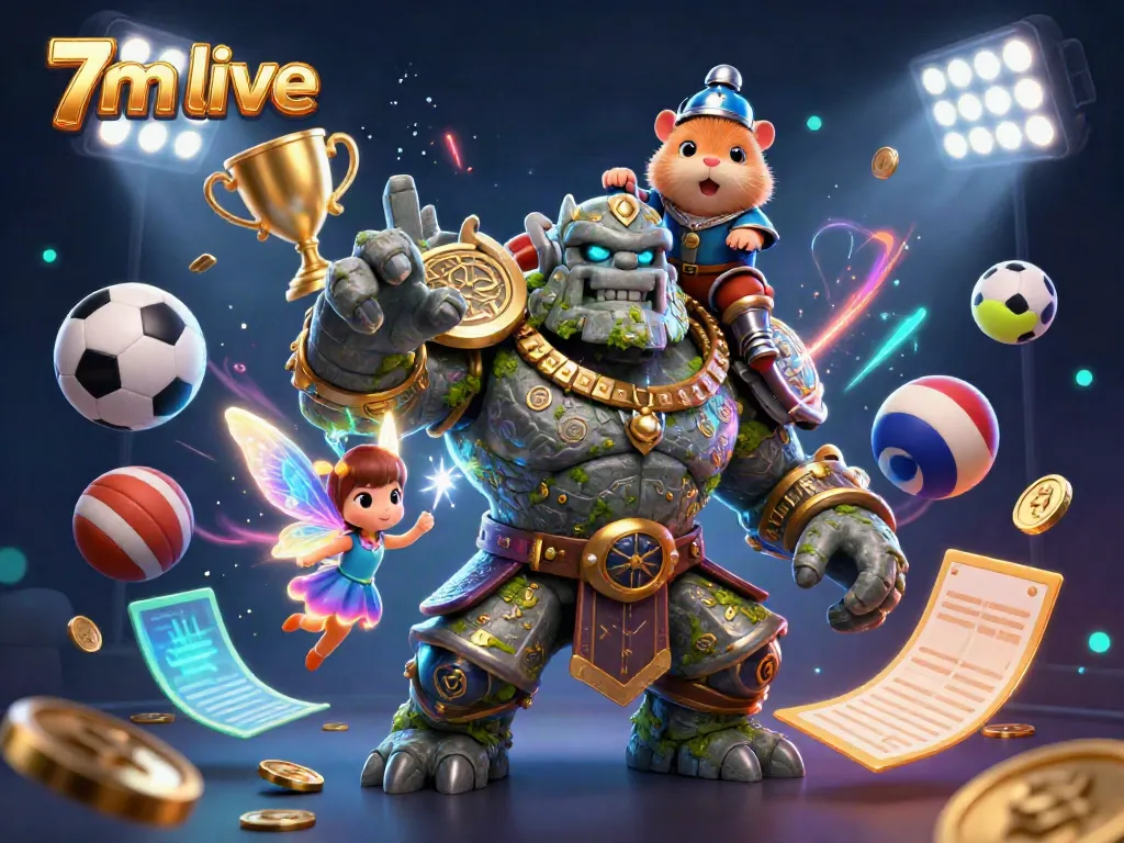 Experience thrilling action with 7m live scores as a golem guardian and companions encounter dynamic sports elements.