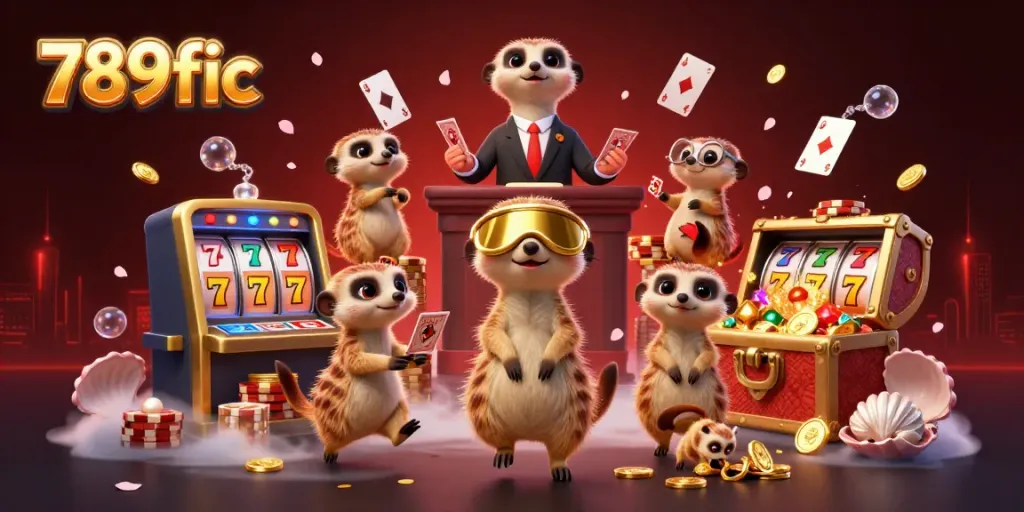 Experience the thrilling casino world of 789fic with meerkats in a dynamic gaming scene.